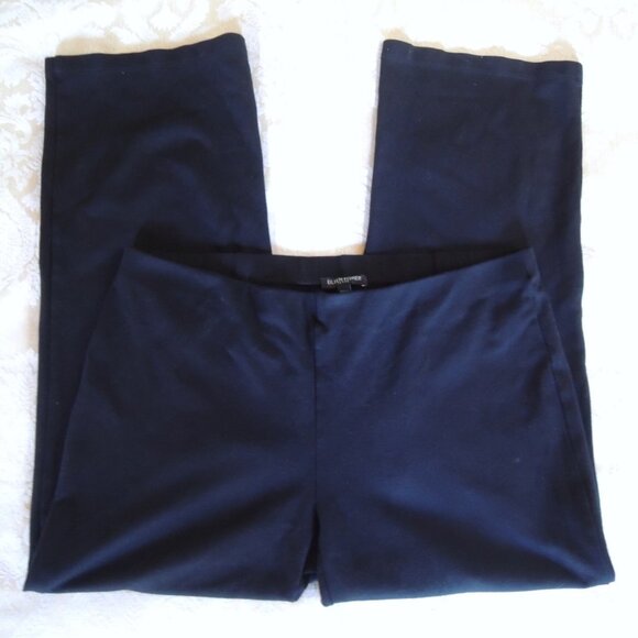Eileen Fisher Black Stretch Straight Wide Leg Pants PL - Picture 3 of 7